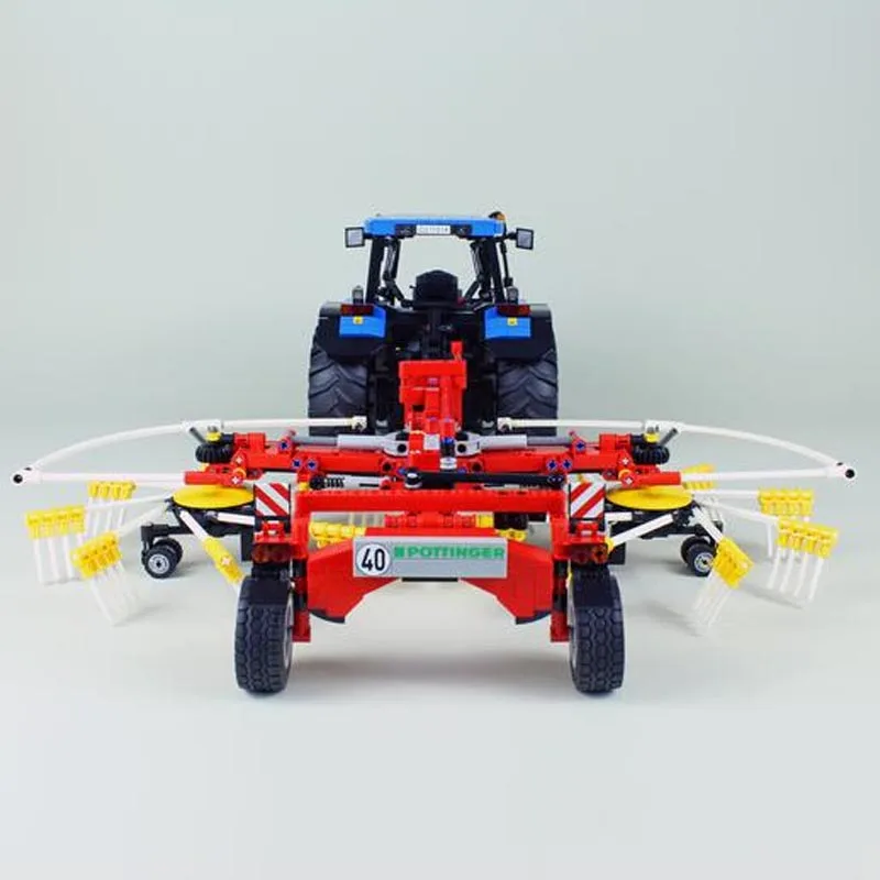 NEW 1:17 Scale Model of Farm Pottinger TOP 762C Windrower Tractor Building Block Remote Assembly Toy Model Boy\'s Birthday Gift