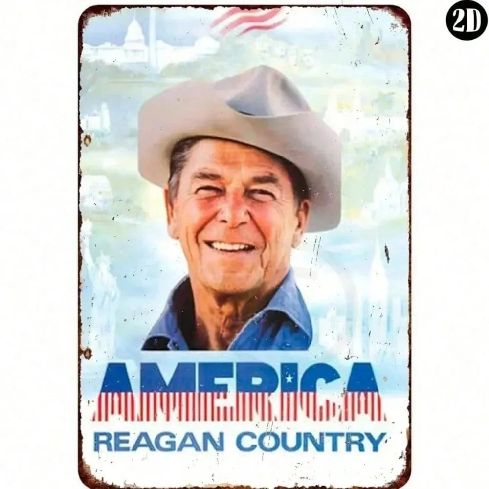 

Rustic Ronald Reagan Patriotic Tin Sign Vintage Americana Wall Art Decor For Home Bar Garage