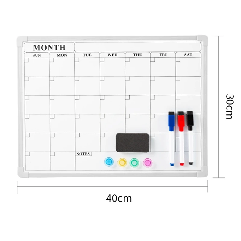 Monthly Whiteboard Calendar for Wall, Small 16In X 12In Dry Erase Board with Plastic Frame, Hanging Dry Erase Calendar