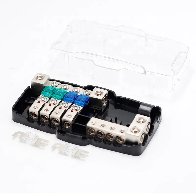 Car Audio Modification Accessories Fuse Box with LED Light Fuse Four-way/two-in-four Split Box