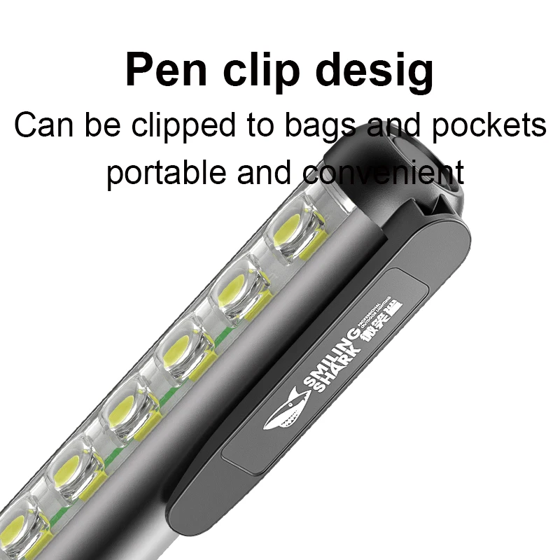 Smiling Shark GZ-5155 Flashlight Magnet Work Light Portable Rechargeable Waterproof Torch Light for Camping Hiking Night Working