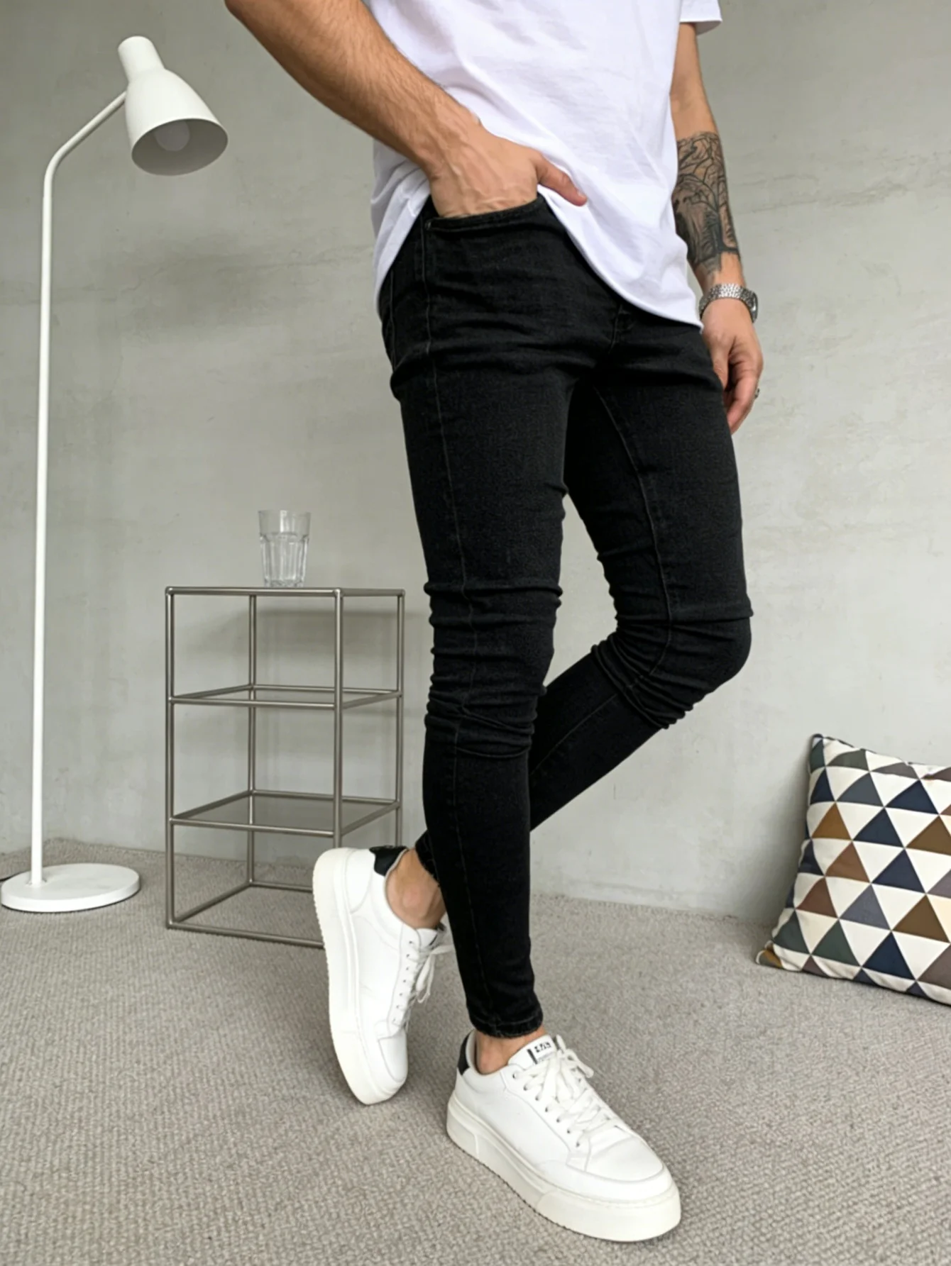 

Classic Black Y2K Drip Men's Skinny Jeans Pant Original Design Daily Wear Trousers No accessories or belts included