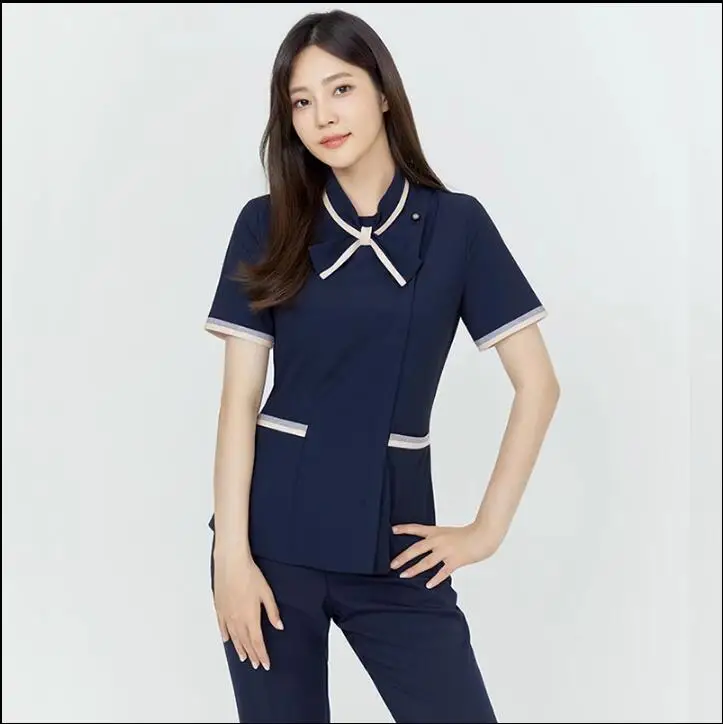 美容院の技術者の作業服、半袖セット、韓国スタイル