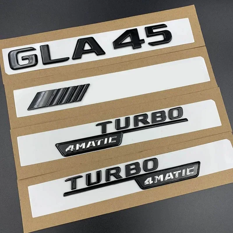 

3D ABS Car Fender Side Badge Rear Trunk Letters Logo TURBO 4MATIC Emblem For Mercedes GLA 45 GLA45 AMG X156 Exterior Accessories