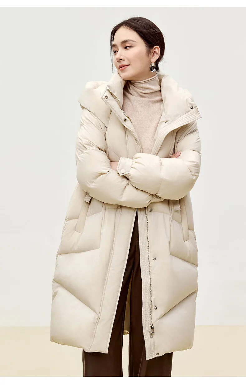 SENTUBILA Winter Lange Down Jas Vrouwen 2024 Koreaanse Oversized Capuchon Rits Witte Eend Donsjacks Parka Outerwears W44Y55972