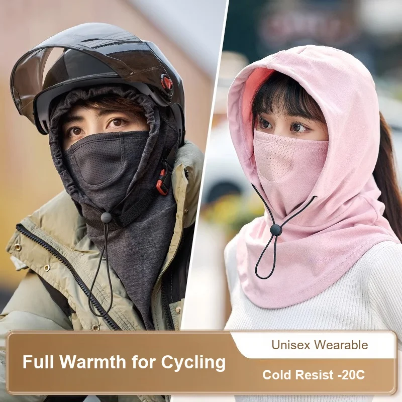 Riding Integrated Balaclava Hat Face Mask Neck Gaiter All-in-one Windproof Warm Helmet Liner for Autumn Winter for Women Cycling
