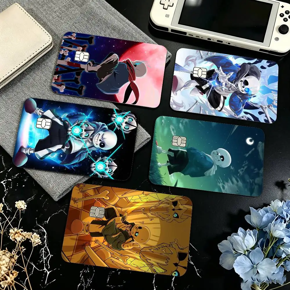 U-UndertaleS Sans Anime Credit Card HD Stickers Game Card Decal Small Chip Waterproof Sticker Gift