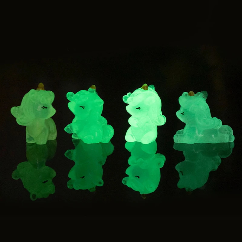 Cartoon Miniature Unicorns Statue Home Decoration DIY House Decoration Accessories Cute Kawaii Luminous Unicorns Dolls Gifts