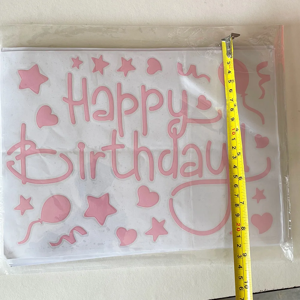 6 Pieces Happy Birthday Balloon Sticker Bobo Classic Party Balloon Stickers PVC Letter Stickers DIY Birthday Party Decoration