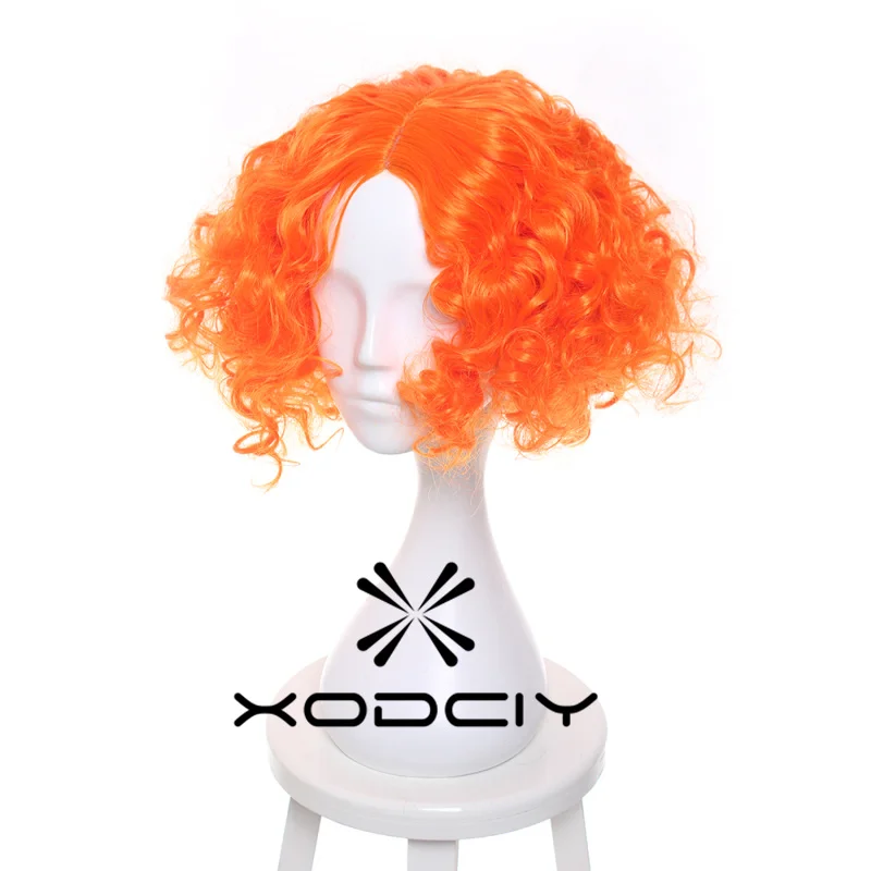 Mad Hatter Cosplay Wig Alice's Adventures in Wonderland Curly Short Orange Heat Resistant Synthetic Hair Wigs + Wig Cap