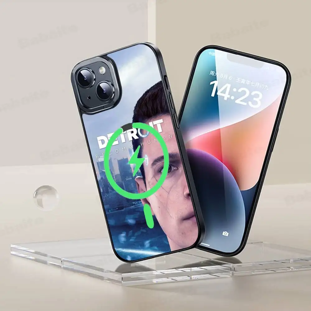 الكلاسيكية آر بي جي لعبة D-Detroit الأسود Magsafe المغناطيسي جراب هاتف آيفون 13 14 15 11 12 16 17 برو ماكس زائد Magsafe المغناطيسي قذيفة