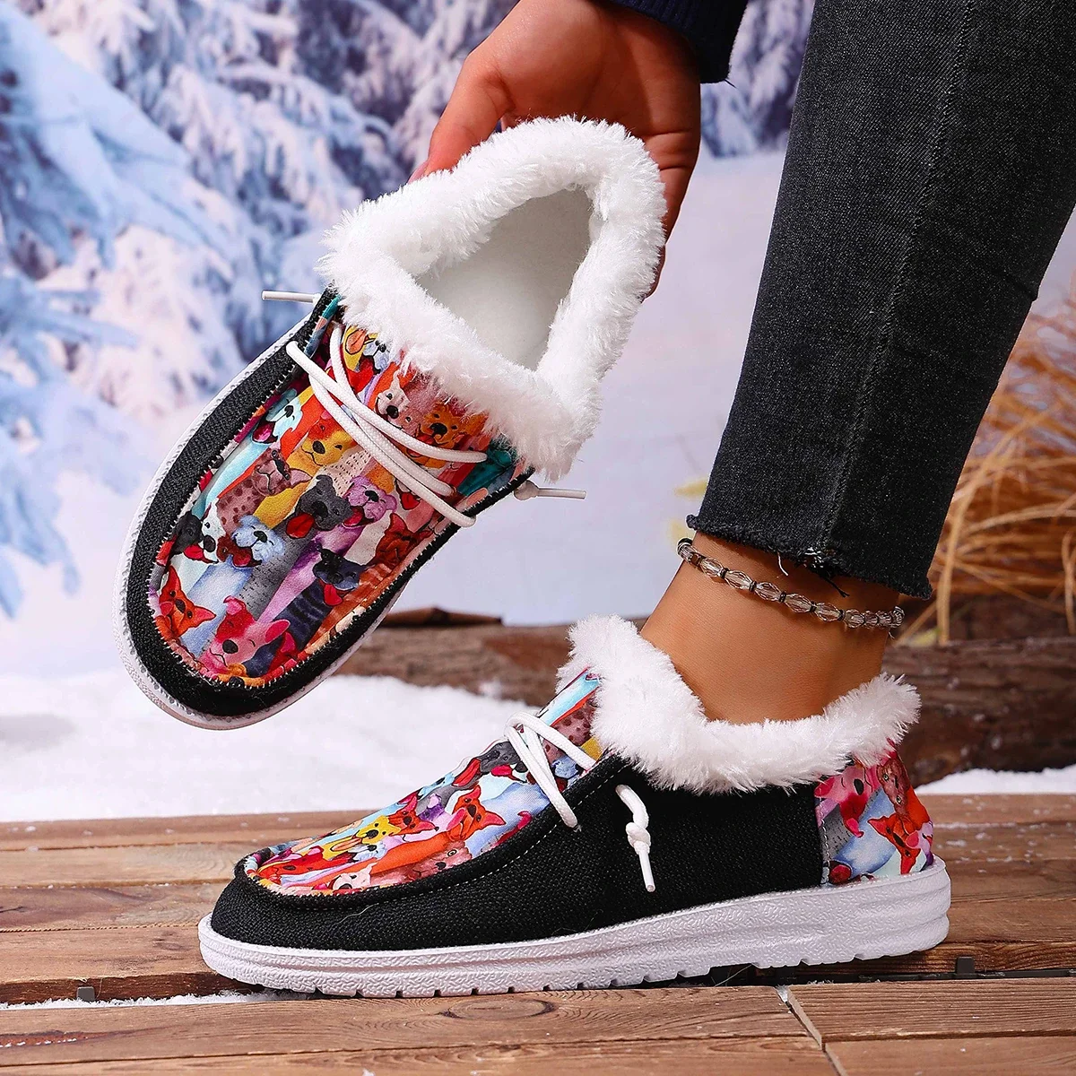 Женские зимние ботинки, теплая модная спортивная стильная обувь, женские удобные ботильоны на мягкой подошве, осенне-зимняя утолщенная плюшевая обувь