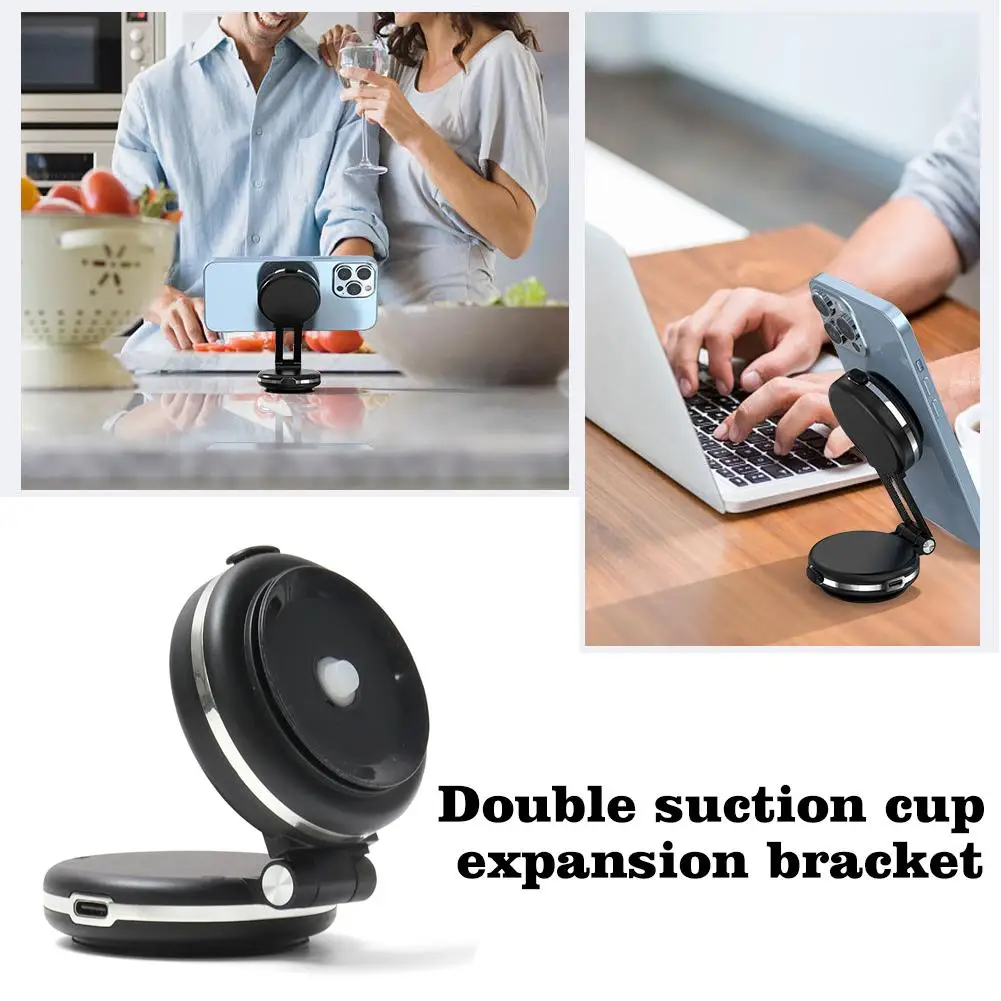 Double-sided Suction Cup Electric Vacuum Magnetic Mobile Holder Foldable Shooting Wireless Charging Adjustable Anti-shake P N9R7