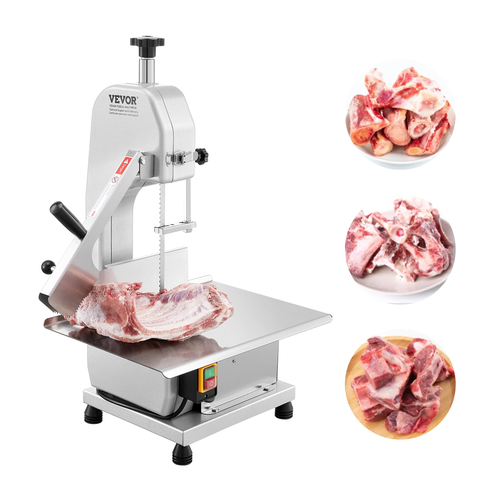 VEVOR 650W 1100W 1800W Commercial Electric Meat Bandsaw Stainless Steel Countertop Bone Sawing Machine for Rib Pork Beef