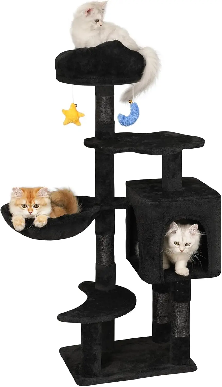 

Gothic Black Cat Tree for Indoor Kittens & Small Cats Under 6 Months 9lbs, 43-Inch Cute Cat Tower with Scratching Post,