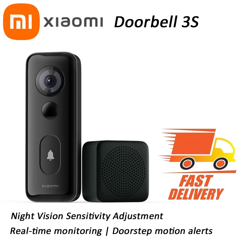 Xiaomi Smart Doorbell 3S 2K Ultra HD Night Vision Long Battery AI Human Recognition Work with Mi home APP Video Doorbell
