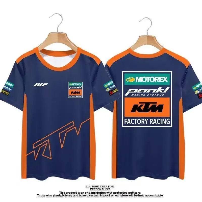 Camiseta de malla de manga corta para hombre, en colaboración con KTM Racing, con estampado digital 3D para el verano