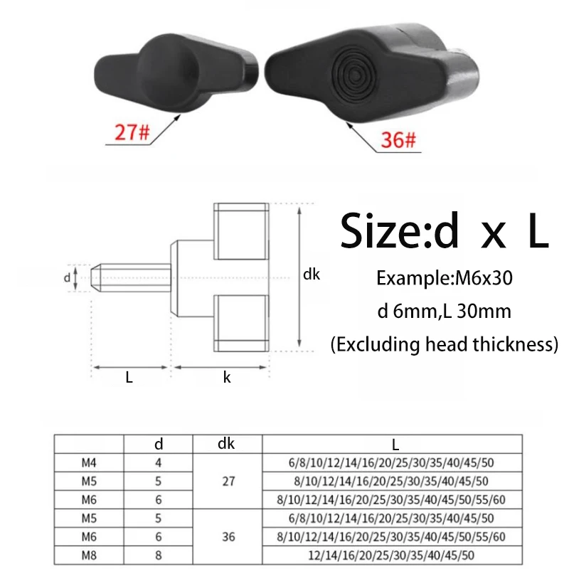 2~10pcs M4 M5 M6 M8 White Hand Tighten Handle Bolts Z-handle Bakelite Hand Knob Mechanically Adjustable Thumb Screws Wing Screws
