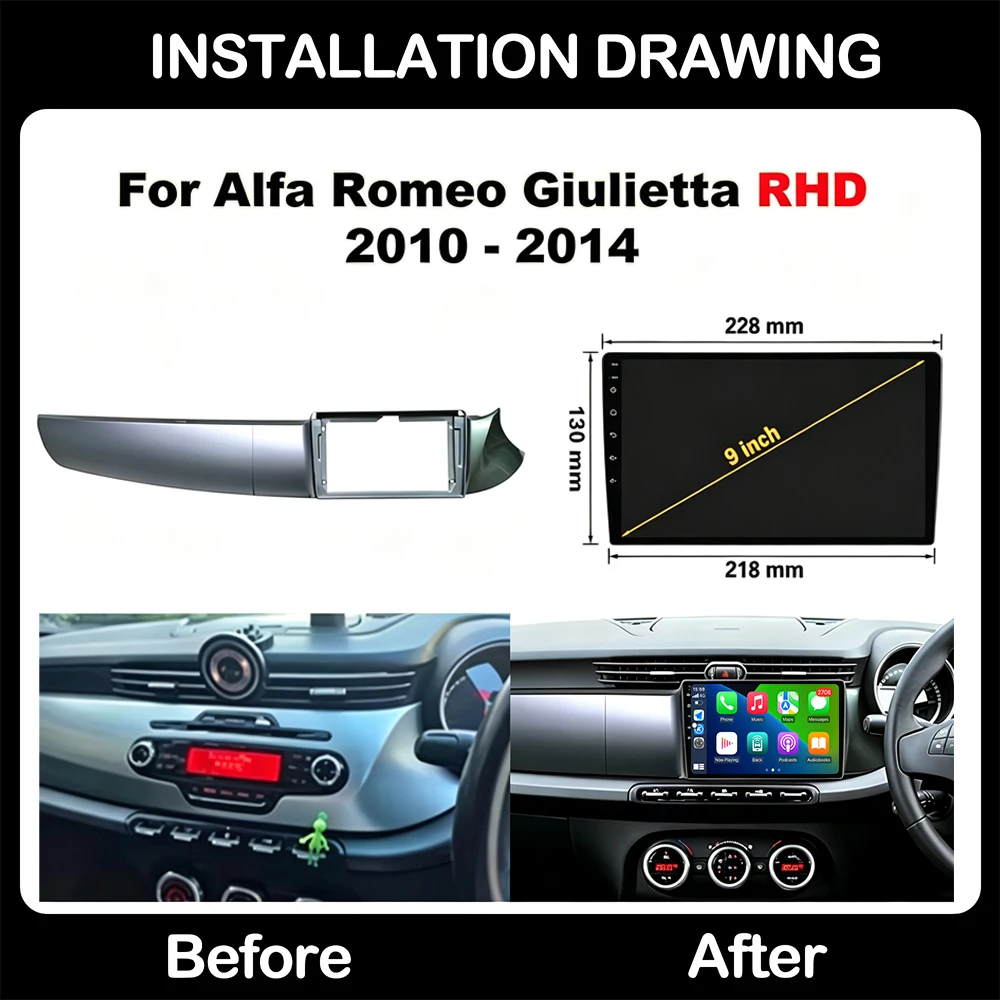 Car Radio Multimedia Player For Alfa Romeo Giulietta RHD 2010-2014 Wireless CarPlay Android 16 Auto Intelligent Systems Tools