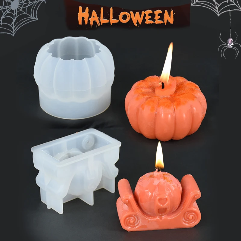 

3D pumpkin Silicone Candle Mould Halloween Horror Decoration Candle Wax Mold Cement Plaster Resin Craft Molds Desk Decor Gifts