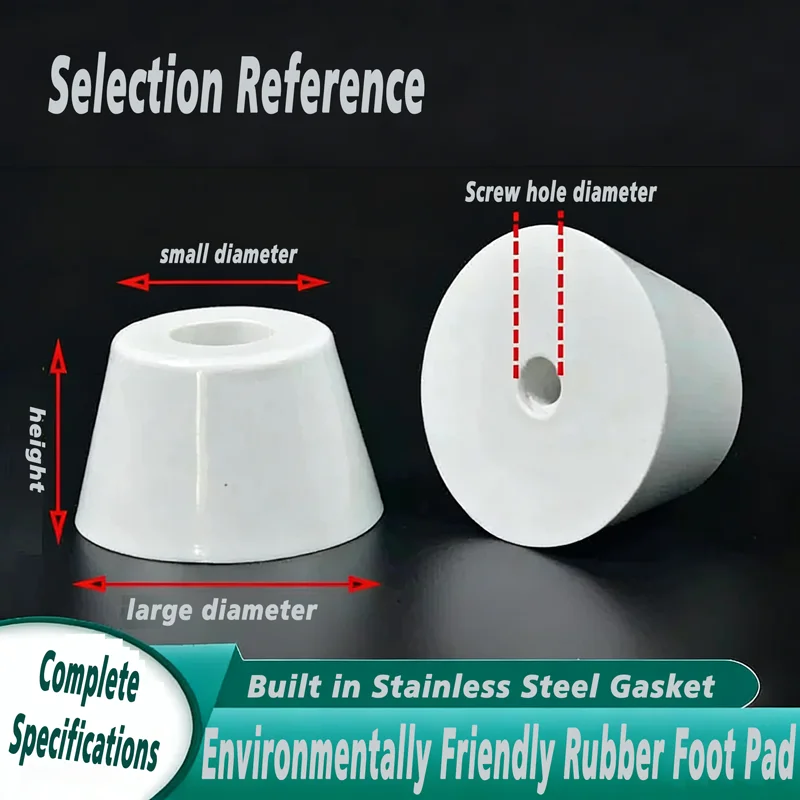 

2/5PCS White Rubber Foot Pads With Gaskets For Furniture Chassis Instruments Machine Feet Raised Anti Slip Protective Pads