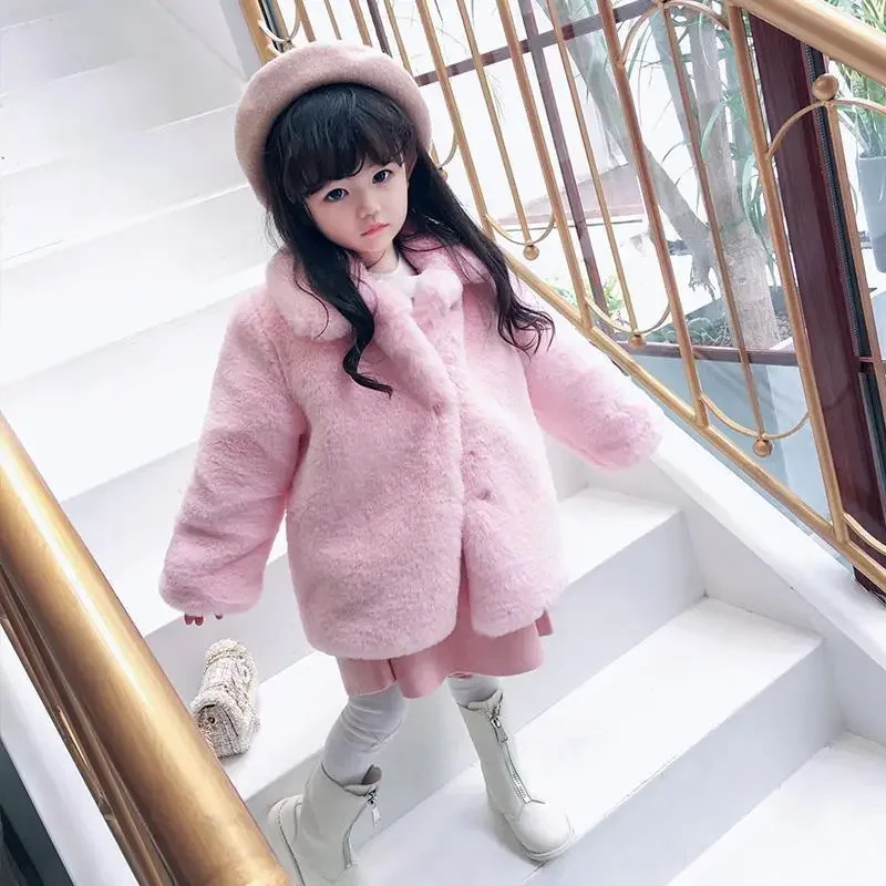 

Детская одежда, куртка, милые детские пальто из искусственного меха, детская верхняя одежда с рисунком единорога для девочек, TZ452, плюшевая утолщенная зимняя одежда