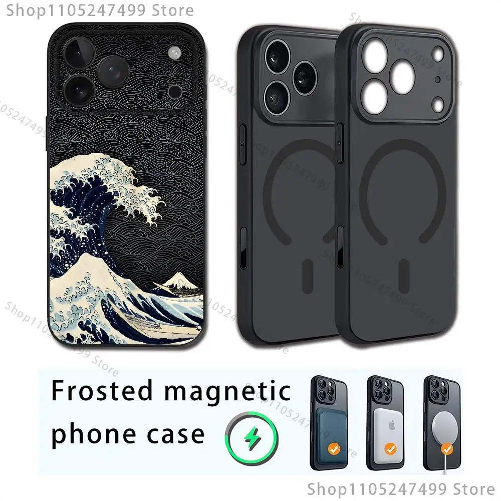 Custodia per telefono The Great Wave off K-Kanagawa per iPhone 17,16,15,14,13,12,11,Pro,Max,Plus,E,Air,Mini Magsafe magnetico satinato