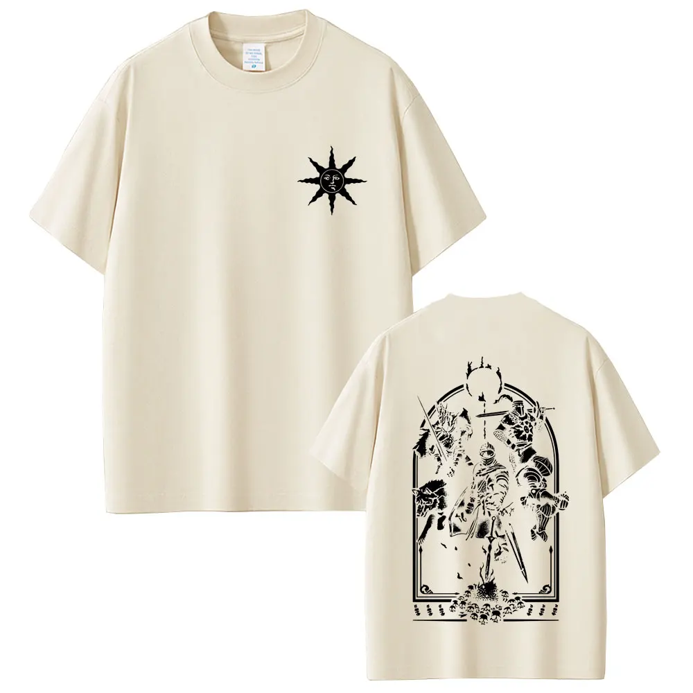 Game Dark Souls Praise The Sun Graphic T-shirt Men Women Vintage Gothic Rock T-shirts Men's Casual Cotton Short Sleeve T Shirts