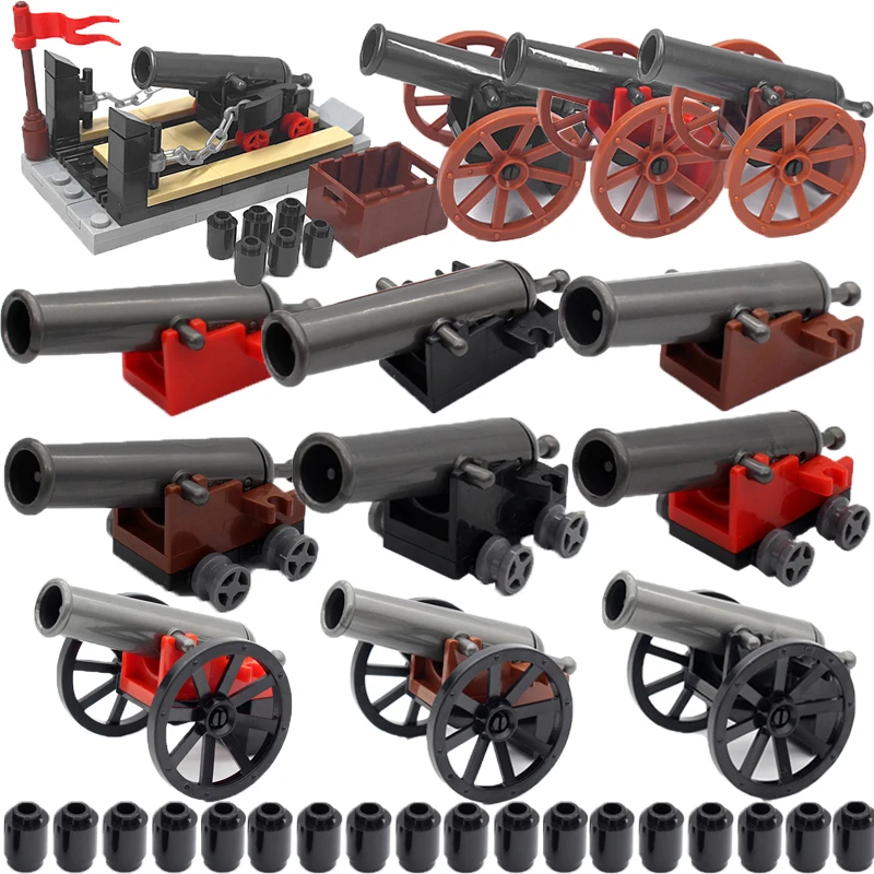 MOC-bloques de construcción para niños y niñas, accesorios de figuras militares, cañón Medieval de Napoleón, Mini ladrillo, barco pirata, compre artículos, regalos de juguete