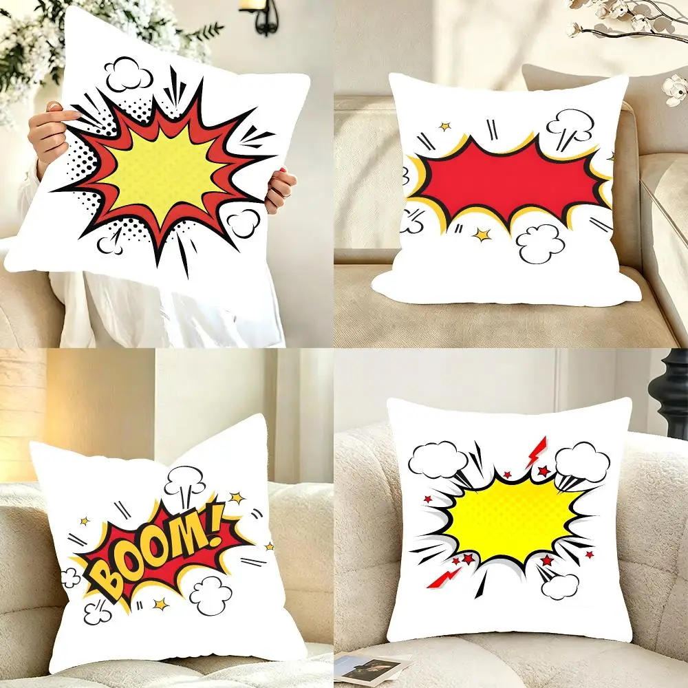 boom Art Style Comic Style Boom Cushion Cover Bedroom bed reading backrest cushion Festive plush holiday Soft plush throw
