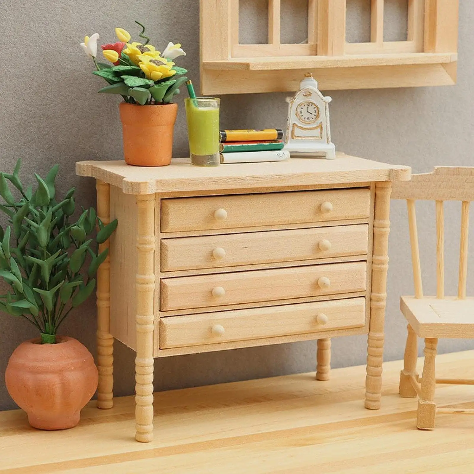 1/12 스케일 인형 집 캐비닛 미니 수공예 서랍 포함 인형 집 가구 미니 하우스 인형 집 액세서리 장식