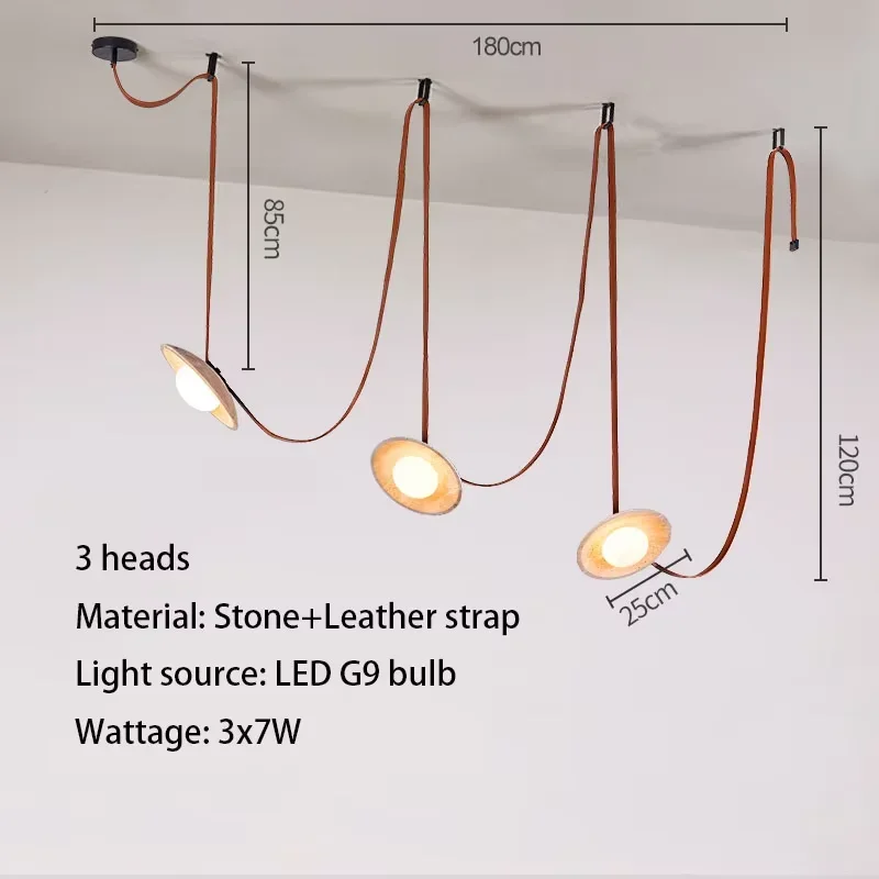Noordse gele grotstenen kroonluchter moderne leren riem restaurant hanglamp retro woonkamer home decor verlichting
