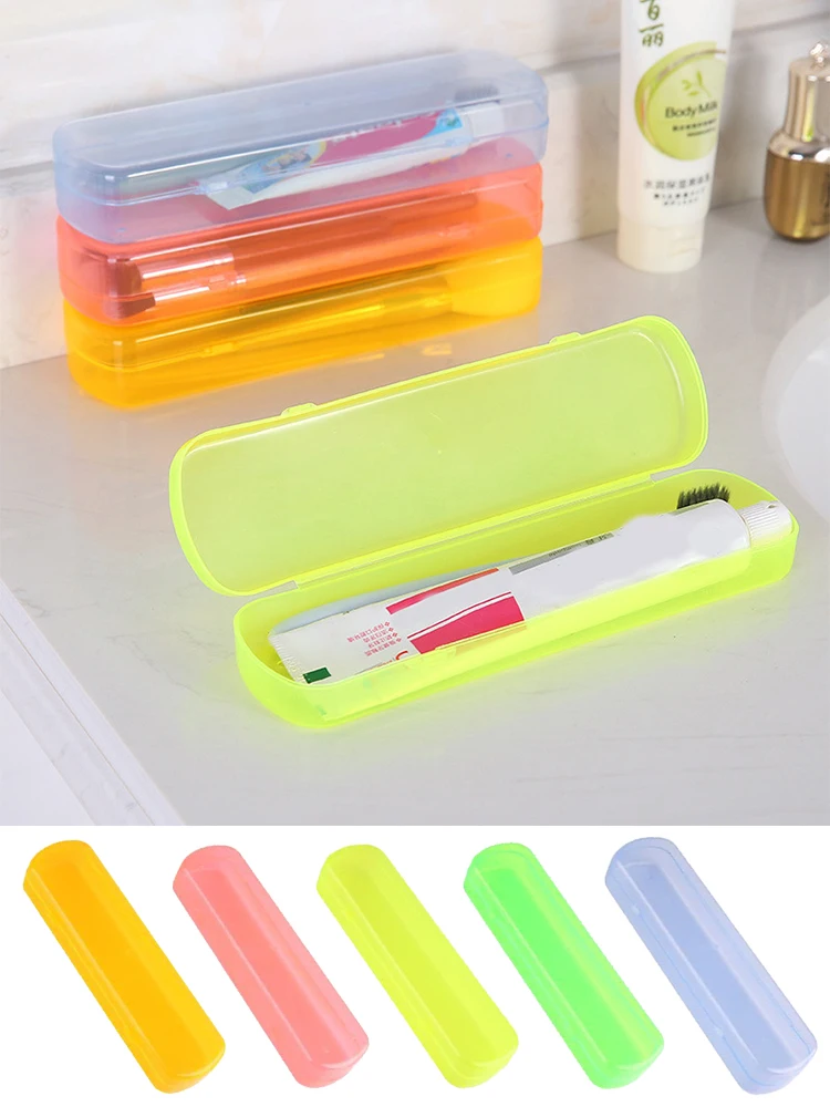 1Pcs Plastic Candy Colors Tooth Brushes Case Tooth Brushes Protector Portable Travel Toothbrush Chopsticks Pencil Box