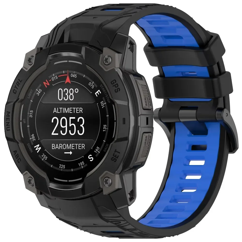 حزام سيليكون رسمي لـ Garmin Instinct 3 50/45 مللي متر حزام خفيف الوزن ناعم قابل للتنفس بلونين لساعة Garmin Instinct 3