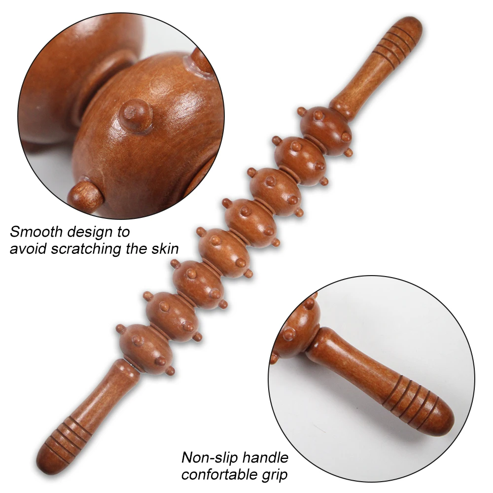 JOMMJO Wood Massager Roller Handheld Cellulite Blasters Massage Trigger Point Stick Body Therapy Massager Muscle Relief Tool