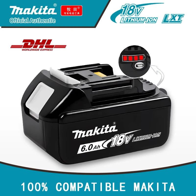 Makita replaces lithium batteries, 18V cordless drill batteries 6Ah, 5Ah,  BL1830B、BL1850B、BL1850、BL1840、BL1860、BL1815 LXT400