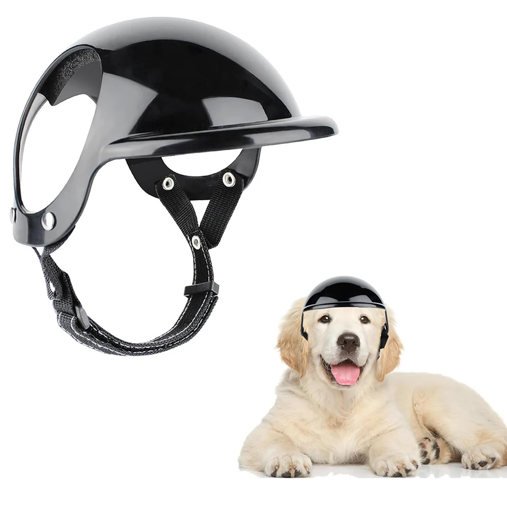 Pet Helmet Dog Safety Helmet Plastic Durable Convenient With Ear Holes Adjustable Pet Hat S/M/L Pet Outdoor Cycling Equipment