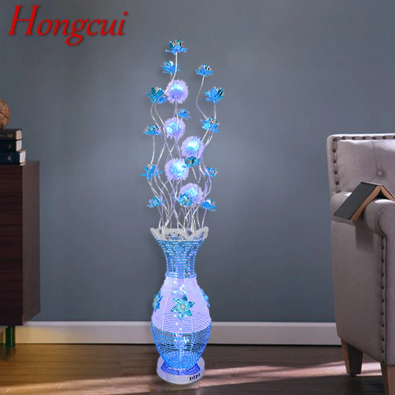 Hongcui Nordic Blue Floor Lamp Fashionable Modern Living Room Bedroom Hotel  Aluminum Wire LED Originality Decorative Light