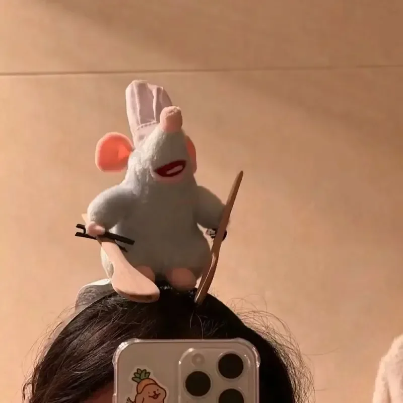 ديزني بيكسار أنيمي راتاتوي هيرباند Kawaii الكرتون أفخم دمية عقال لطيف ريمي أفخم دمية دبوس الشعر غطاء الرأس زوجين هدية
