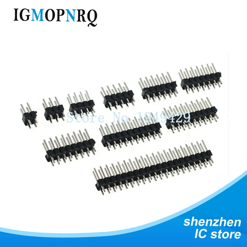 2.54mm Double Row Male 2~40P Breakaway PCB Board Pin Header Connector Strip Pinheader 2 * 2/3/4/6/8/10/12/15/20/40P