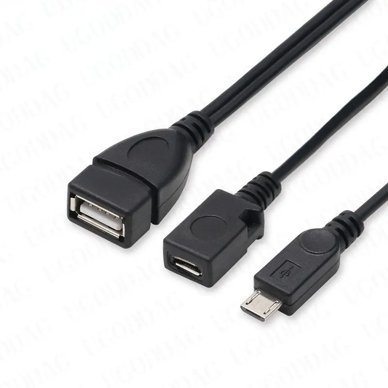 20cm 2 in 1 Micro USB Host Power Y Splitter USB 2.0 Port Terminal Adapter OTG Cable For Fire Tv 3 Or 2nd Gen Fire Stick