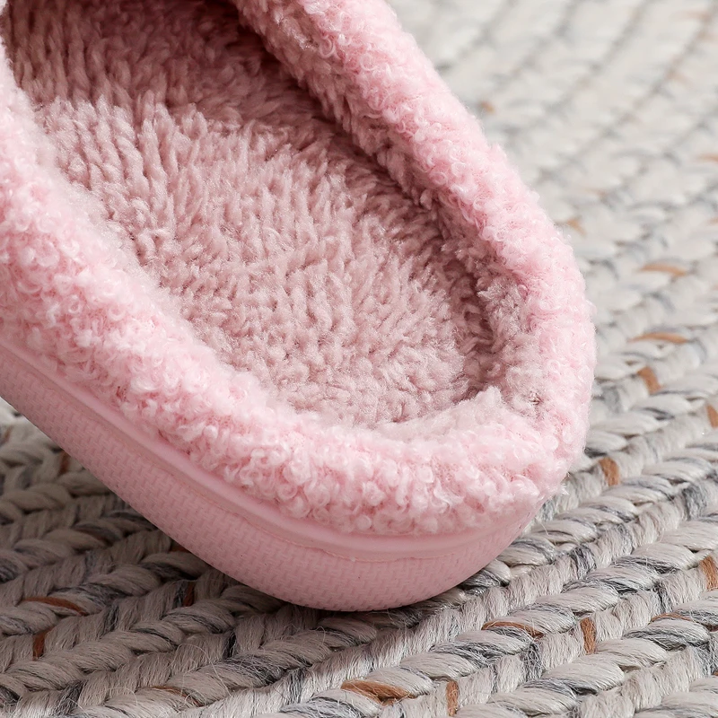 النساء النعال الخريف والشتاء أفخم نعال من القطن النساء الدافئة داخلي لطيف فتاة القوس الوردي النعال أحذية الشتاء جديد #5