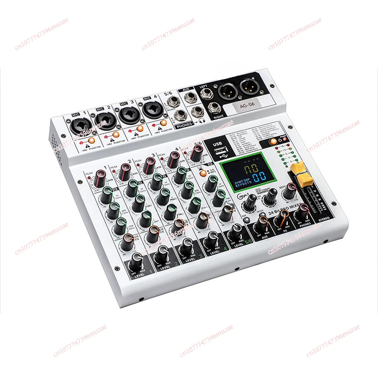 AG-06 Wholesale 6-way Mixer with USB99 Effects Independent 48V Phantom Power Household Bluetooth Mixer