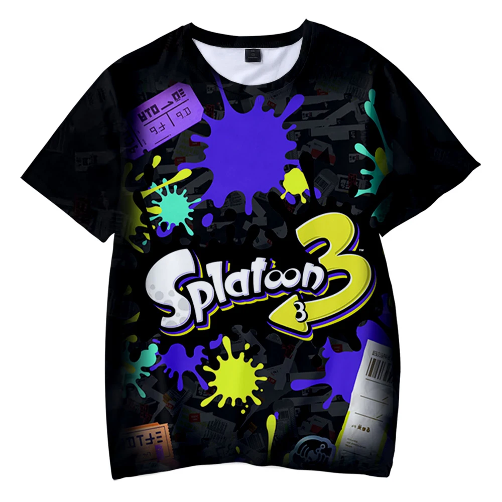 2022 novo jogo de tiro splatoon 3 tshirt crewneck manga curta camiseta das mulheres dos homens 3d roupas