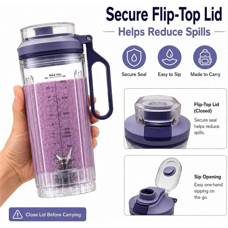 Hot Deal-For Ninja Blast Max BC251 Series Twist& Go 22 Oz Replacement Travel Cup Removable Vessel Clear Blender Jar,Dishwasher S