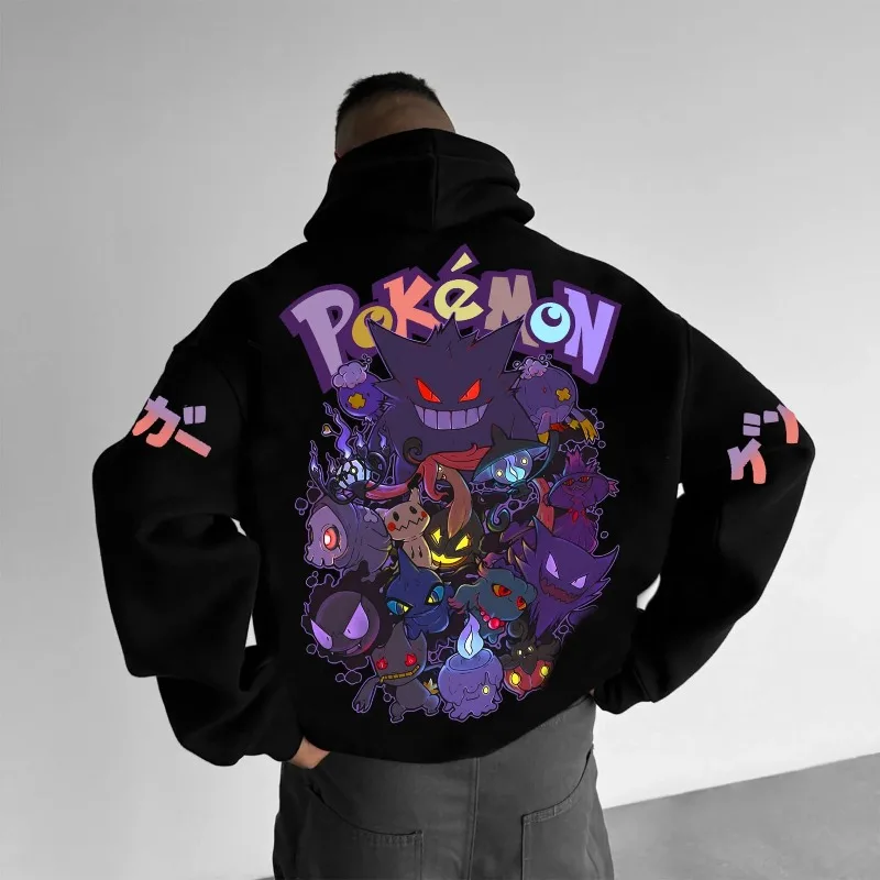 Pullover Hoodie Unisex Ghost Monster Group Print Long Sleeve Sweatshirt for Daily Street Wear Gothic Retro Anime Casual Tops
