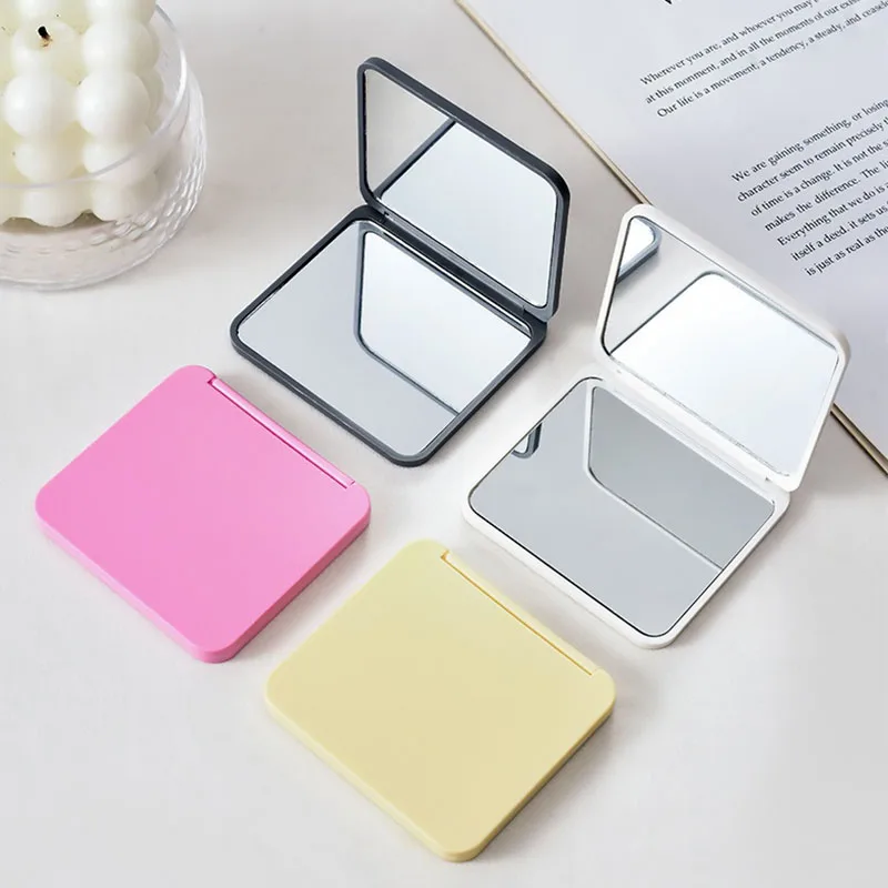 Nowe dwustronne przenośne lusterko mini kieszonkowe, prezent dla dziewczyny, lusterko do rzęs, różne kolory HUAZJ13