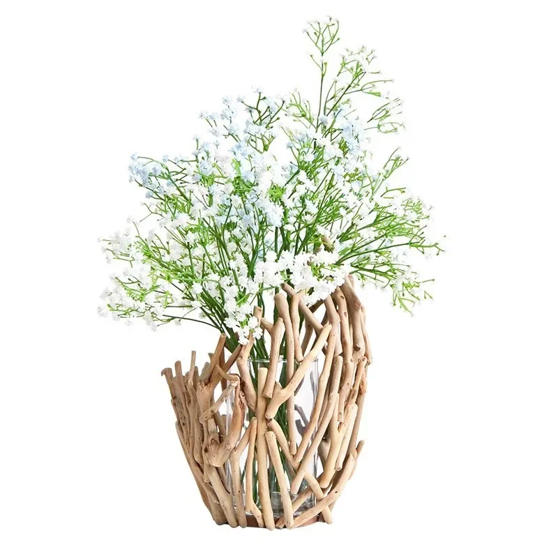 

Wooden vase ornament living room flower arrangement creative home full of stars fake flower decoration Nordic TV cabinet