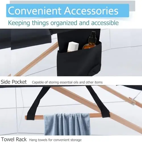 Portable Massage Table,84 Inch Massage Tables Portable with Side Pocket and Towel Rack Adjustable Height Lash Bed