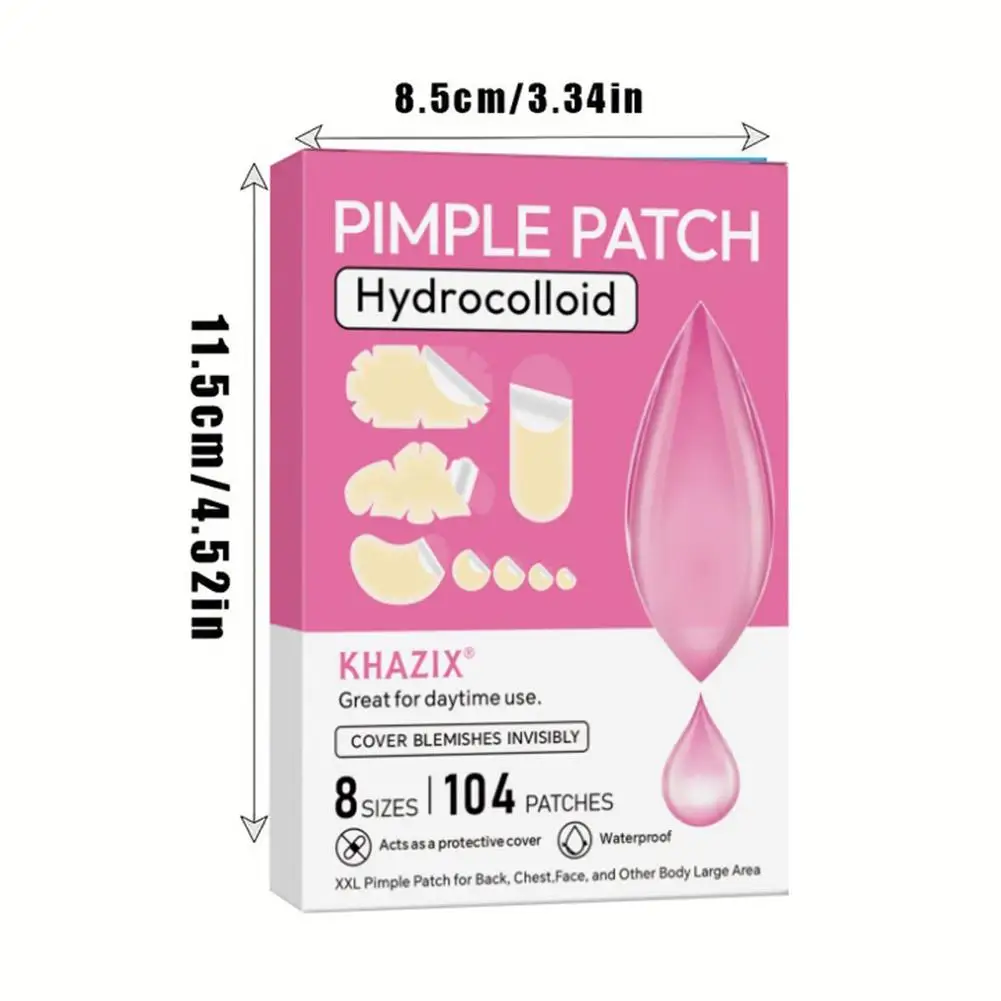 104-800 قطعة من رقع حب الشباب - غير كحولي، تستخدم لامتصاص اهطارات حب الشباب، غير مزعجة، أساسية للعناية بحب الشباب